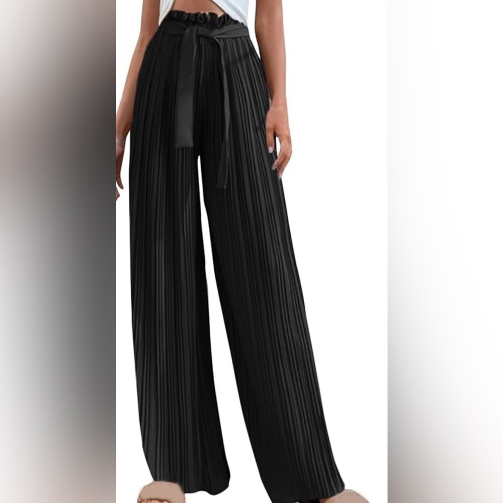 Chic Black Wide Leg Women's Pants Size Small